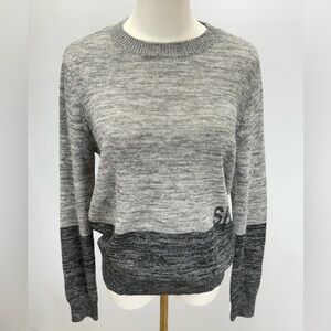 SI-IAE Women's Charcoal and Light Gray crew neck ski sweater size M